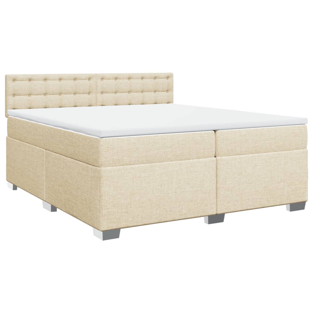 Boxspring met matras stof crèmekleurig 200x200 cm