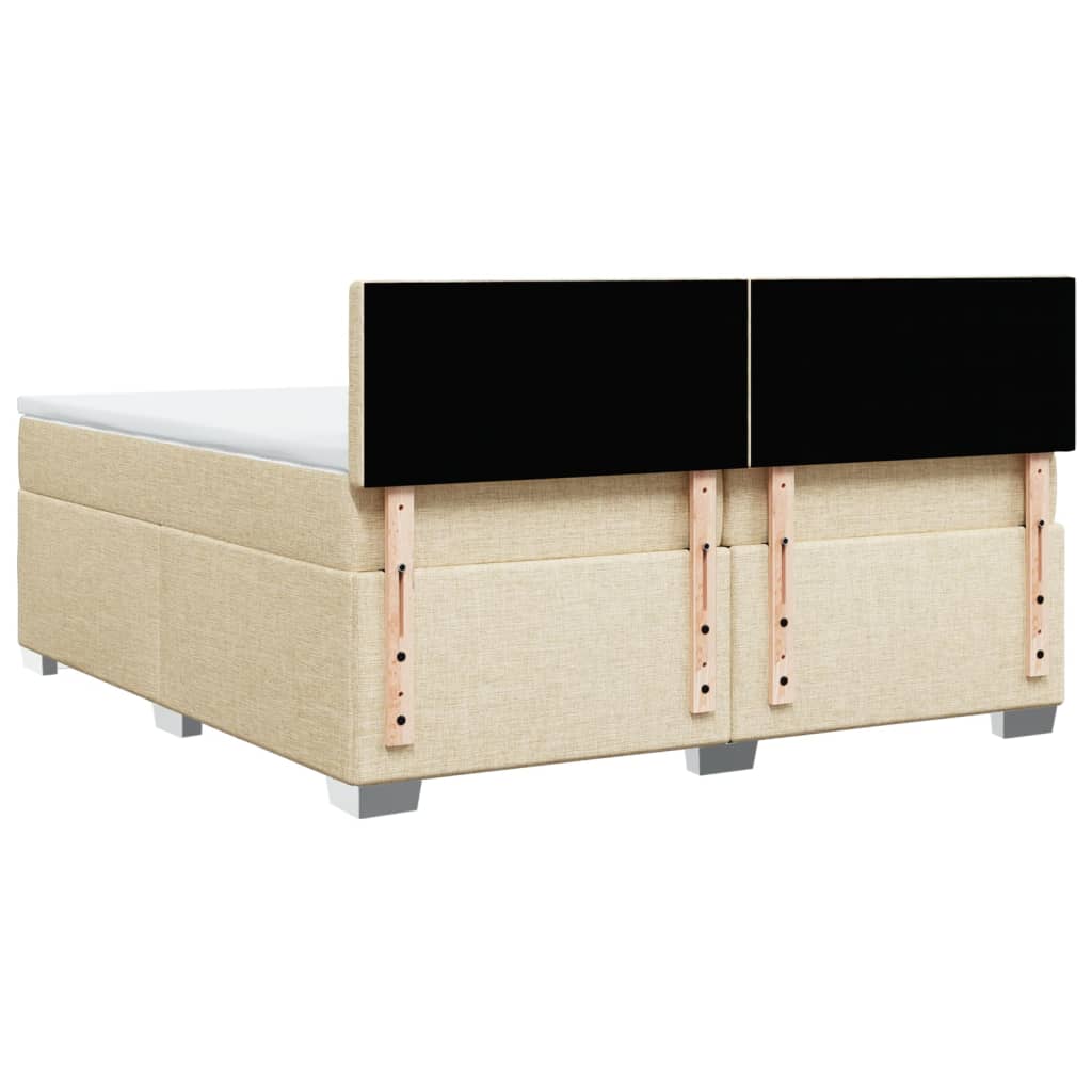 Boxspring met matras stof crèmekleurig 200x200 cm