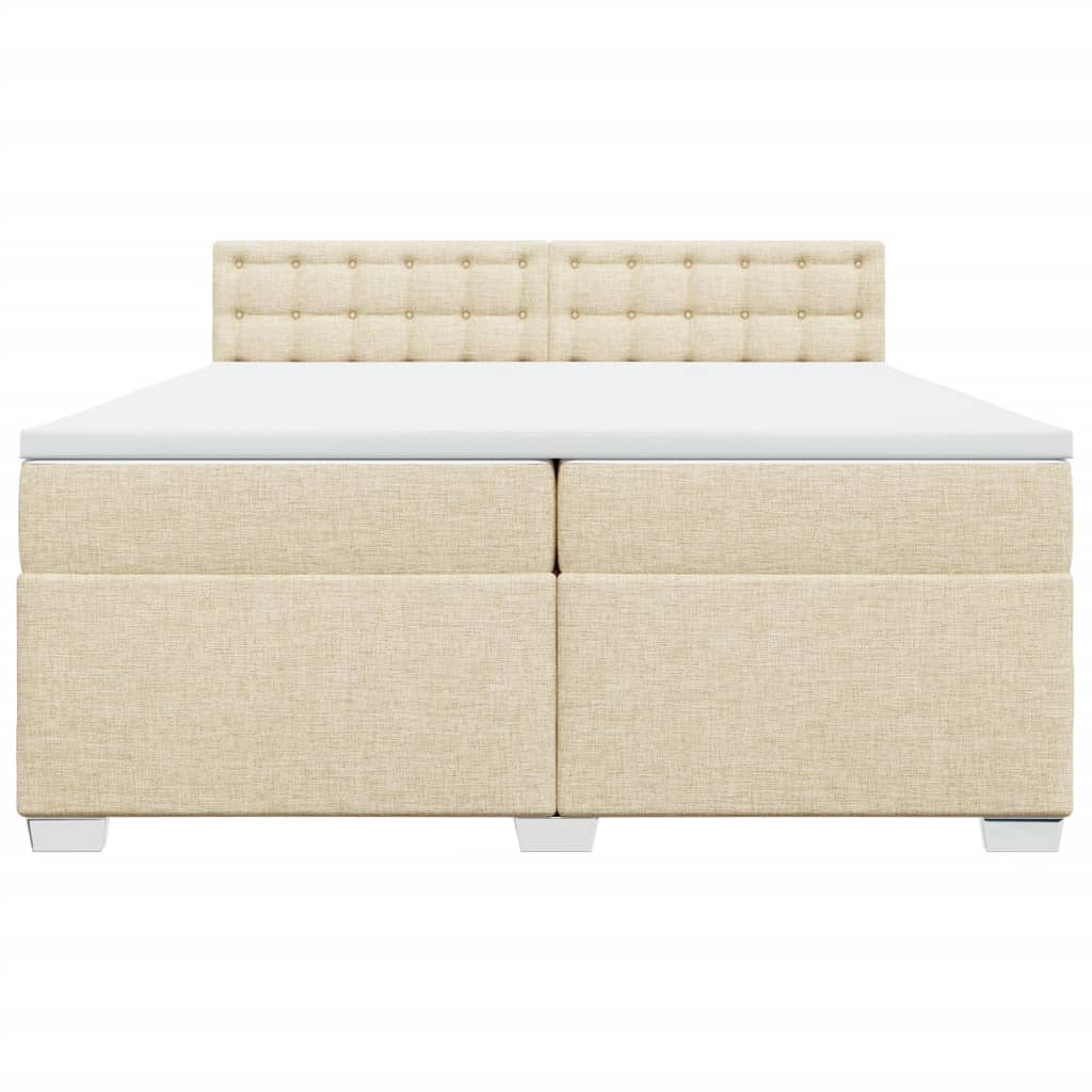 Boxspring met matras stof crèmekleurig 200x200 cm