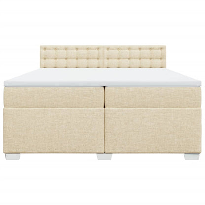 Boxspring met matras stof crèmekleurig 200x200 cm