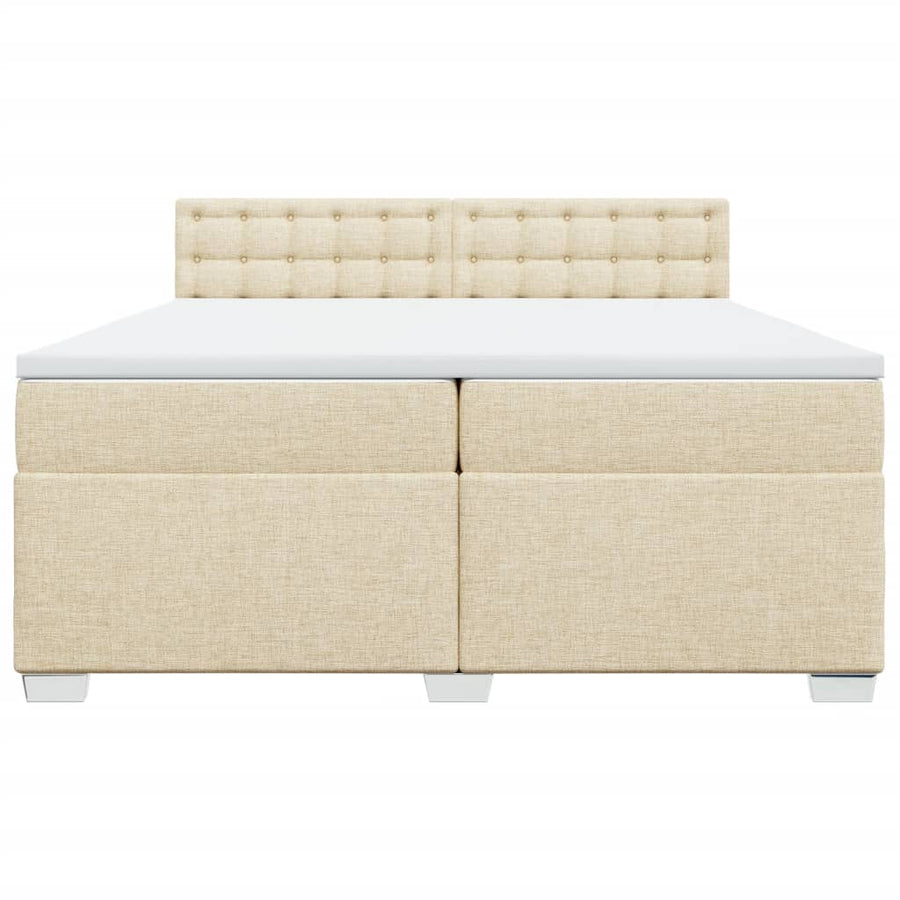 Boxspring met matras stof crèmekleurig 200x200 cm