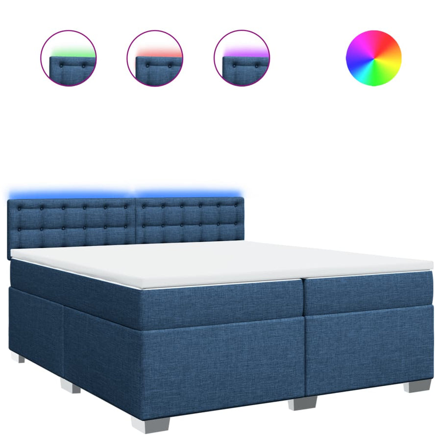 Boxspring met matras stof blauw 200x200 cm