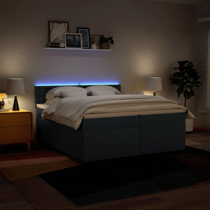 Boxspring met matras stof blauw 200x200 cm