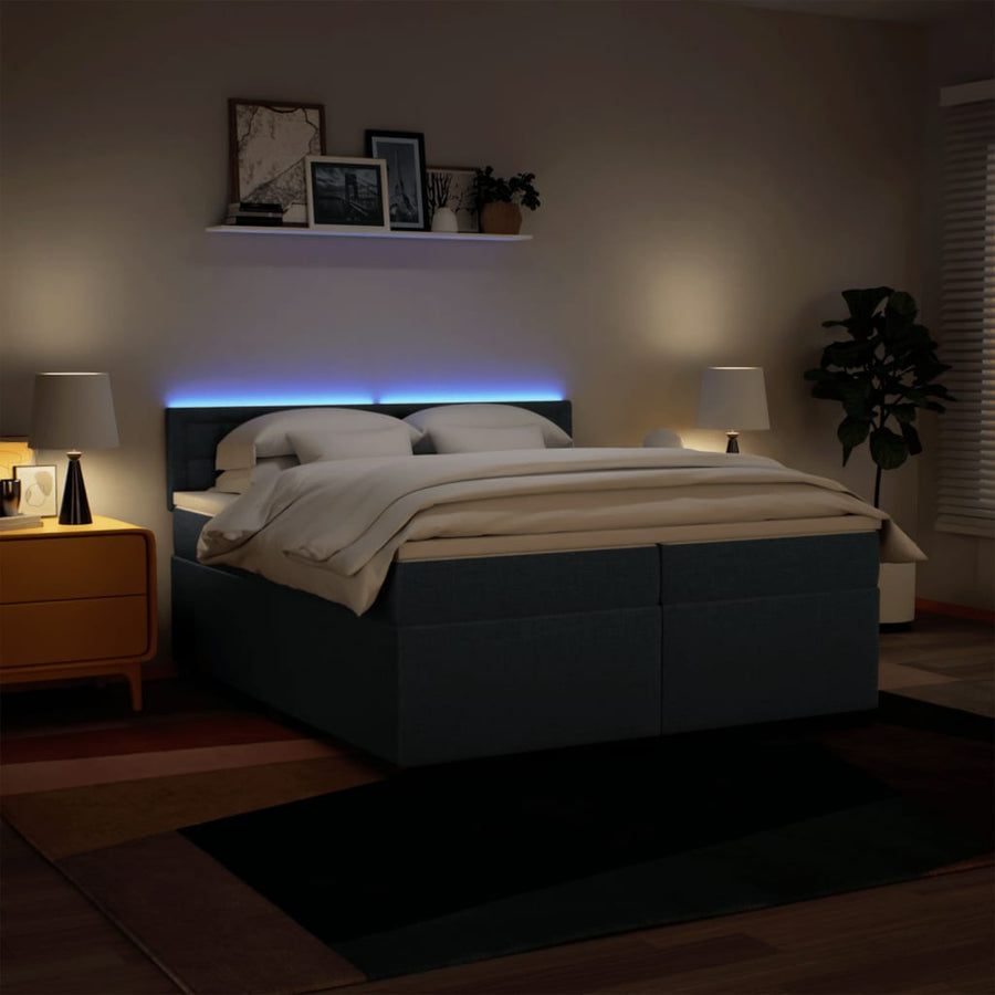 Boxspring met matras stof blauw 200x200 cm