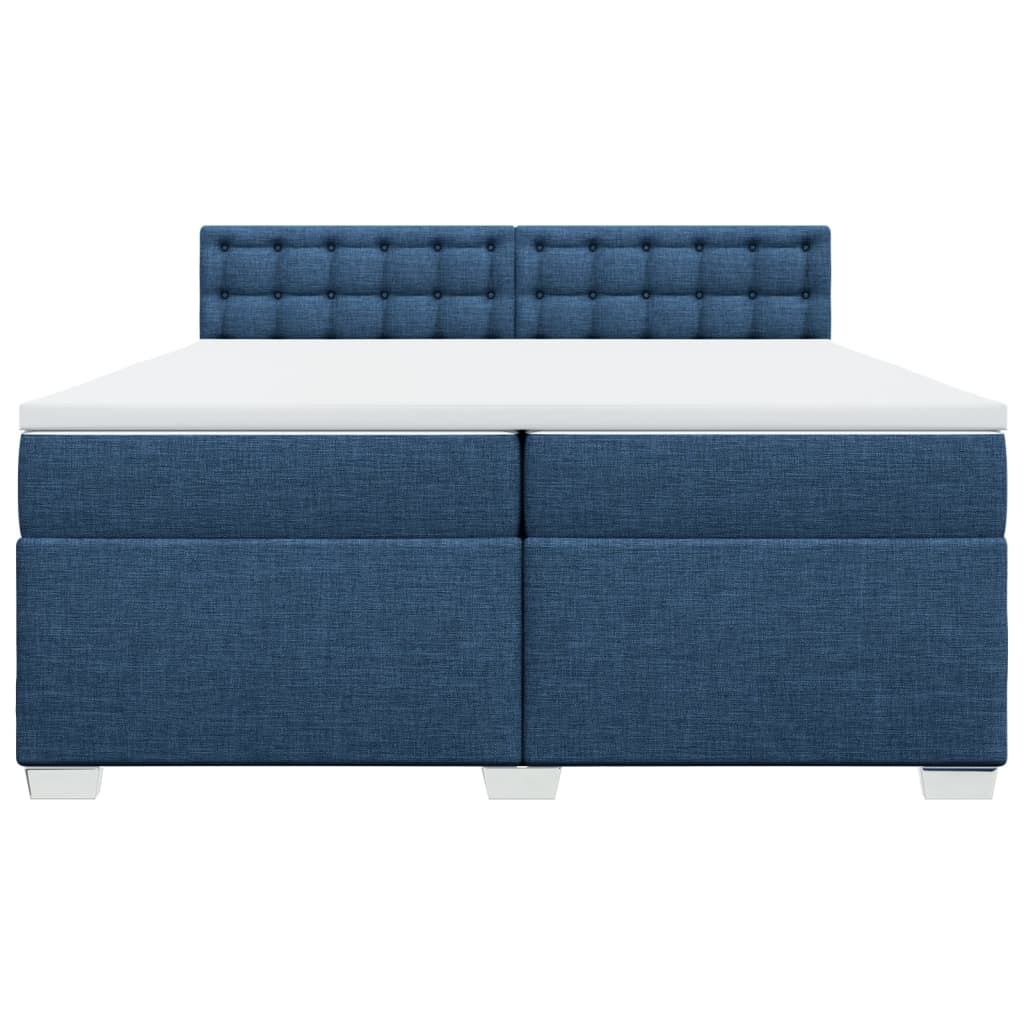 Boxspring met matras stof blauw 200x200 cm
