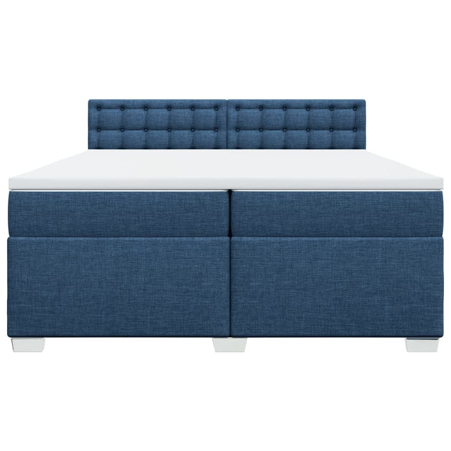 Boxspring met matras stof blauw 200x200 cm