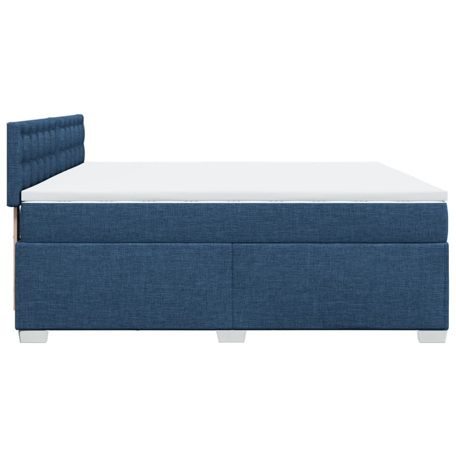 Boxspring met matras stof blauw 200x200 cm