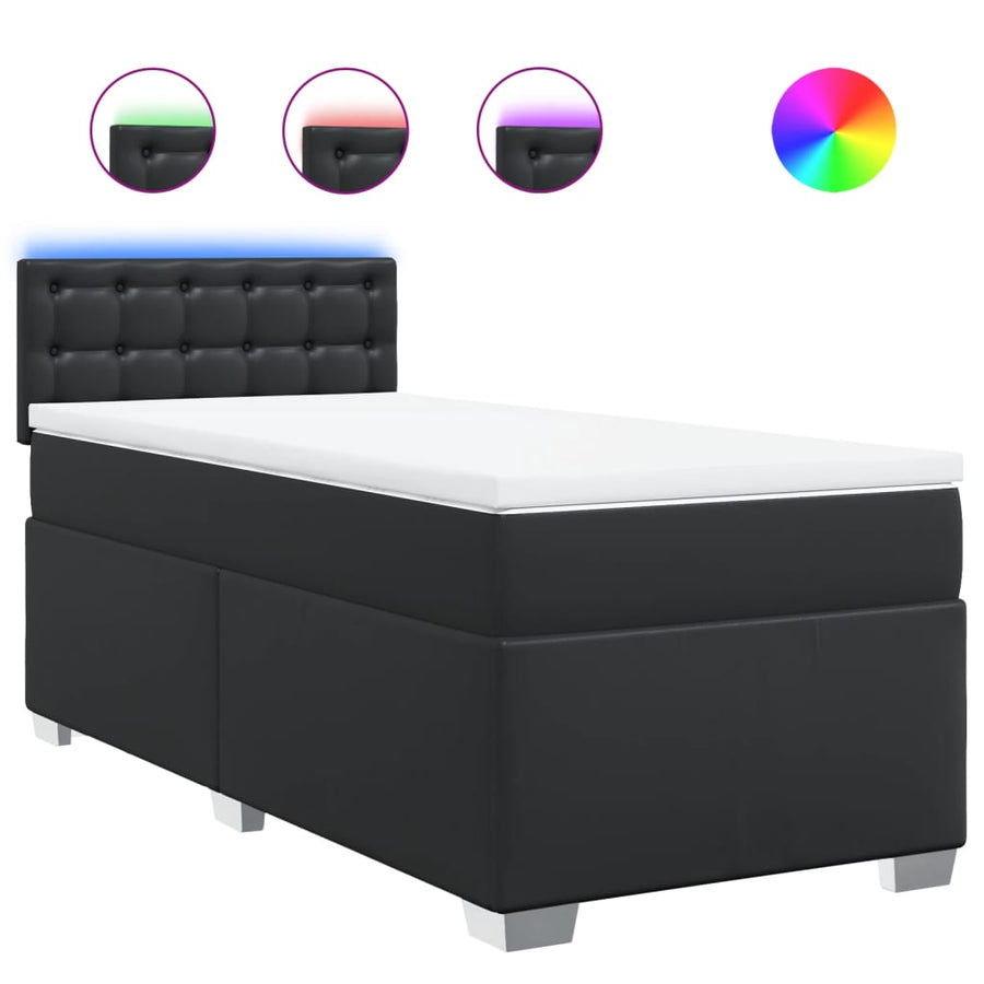 Boxspring met matras kunstleer zwart 80x200 cm