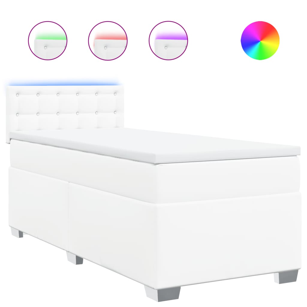 Boxspring met matras kunstleer wit 80x200 cm