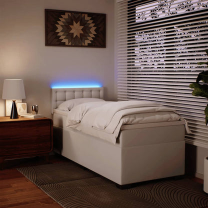 Boxspring met matras kunstleer wit 80x200 cm