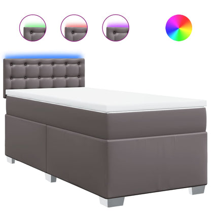 Boxspring met matras kunstleer grijs 80x200 cm