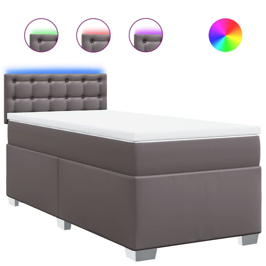 Boxspring met matras kunstleer grijs 80x200 cm