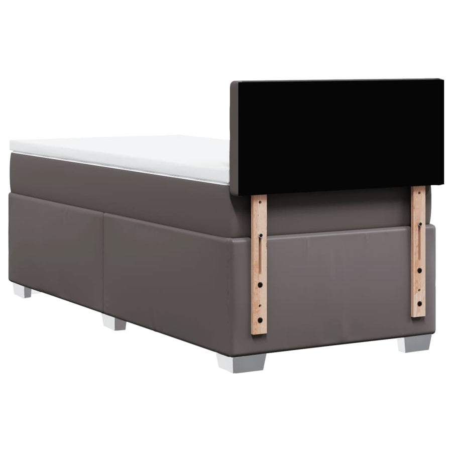 Boxspring met matras kunstleer grijs 80x200 cm