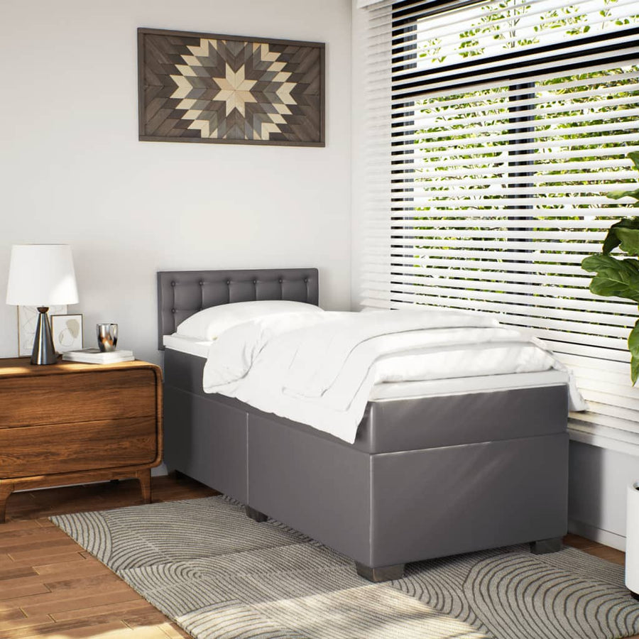 Boxspring met matras kunstleer grijs 80x200 cm
