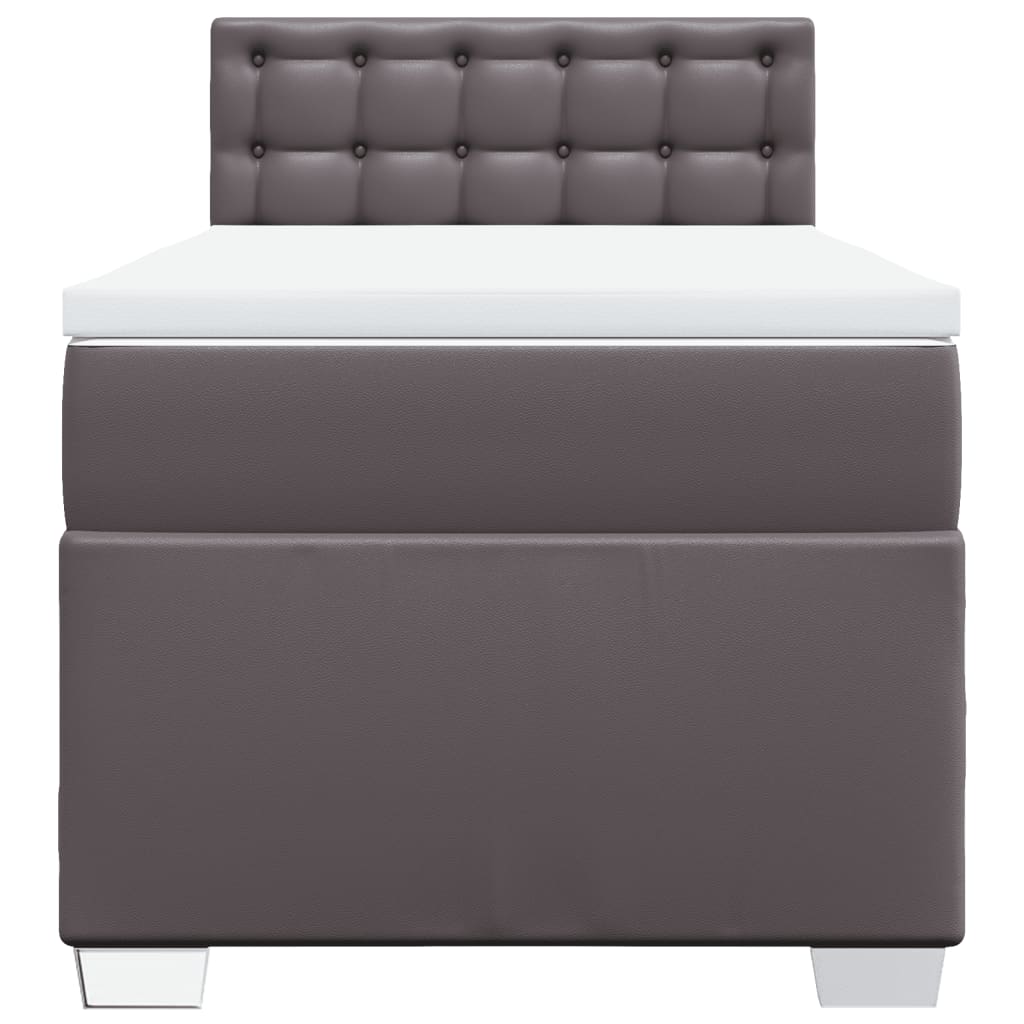 Boxspring met matras kunstleer grijs 80x200 cm