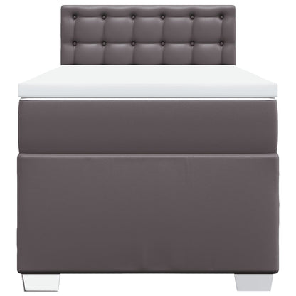 Boxspring met matras kunstleer grijs 80x200 cm