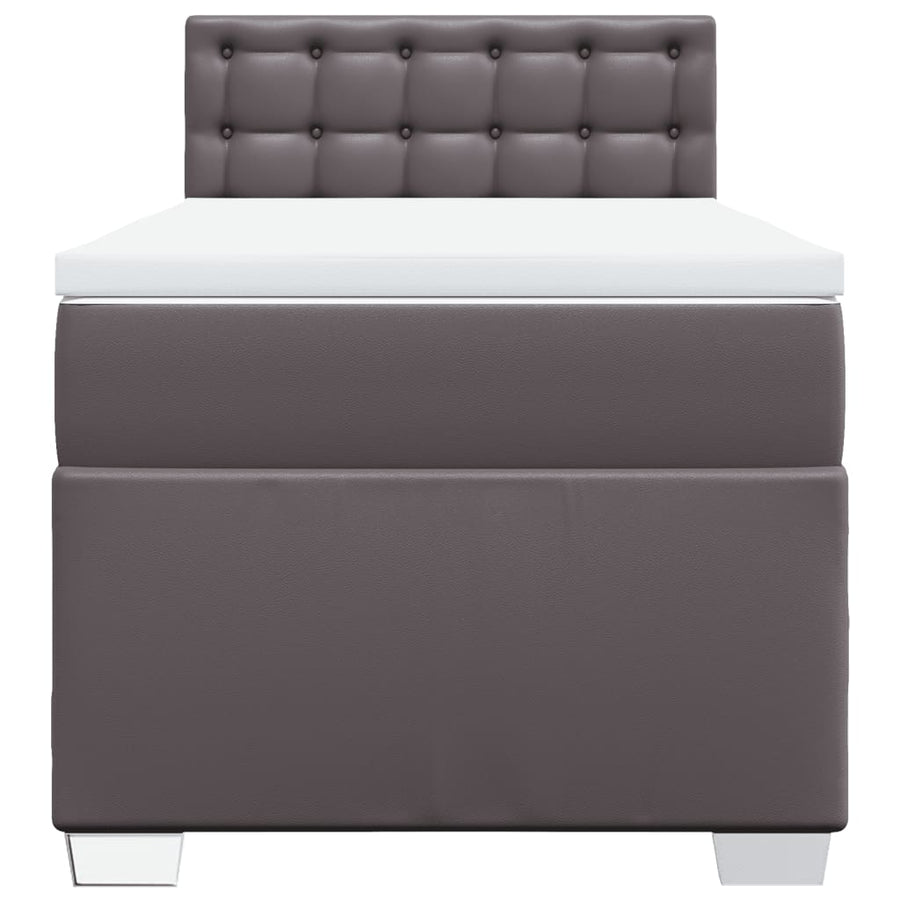 Boxspring met matras kunstleer grijs 80x200 cm
