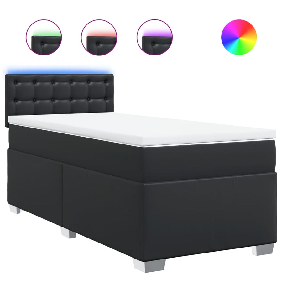 Boxspring met matras kunstleer zwart 90x190 cm