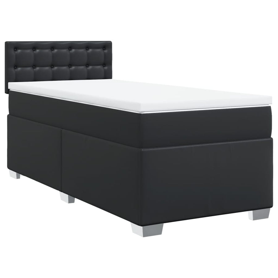 Boxspring met matras kunstleer zwart 90x190 cm