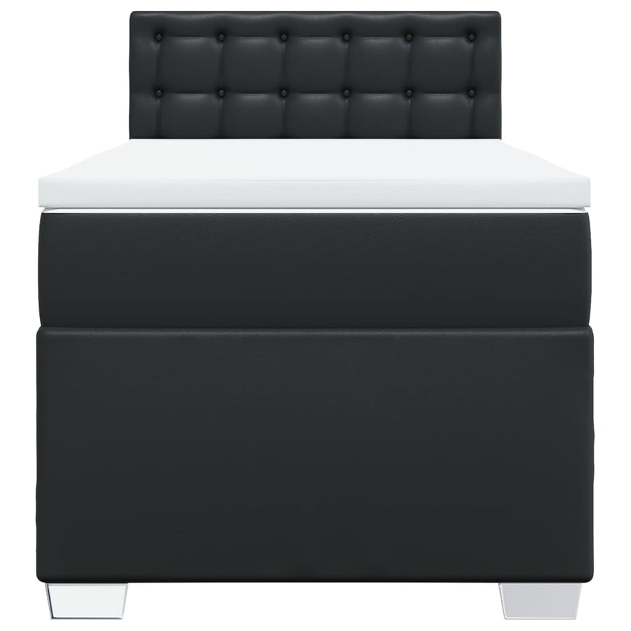 Boxspring met matras kunstleer zwart 90x190 cm
