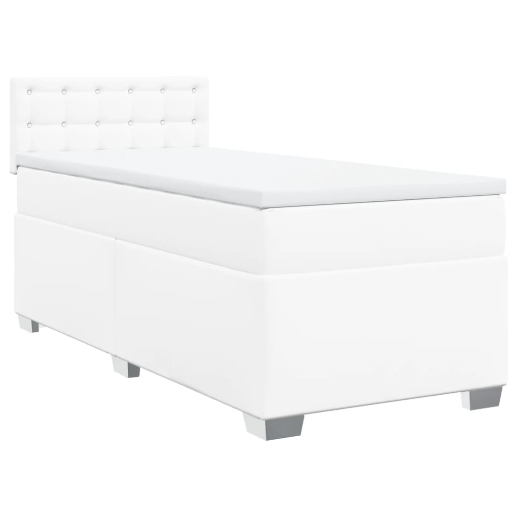 Boxspring met matras kunstleer wit 90x190 cm