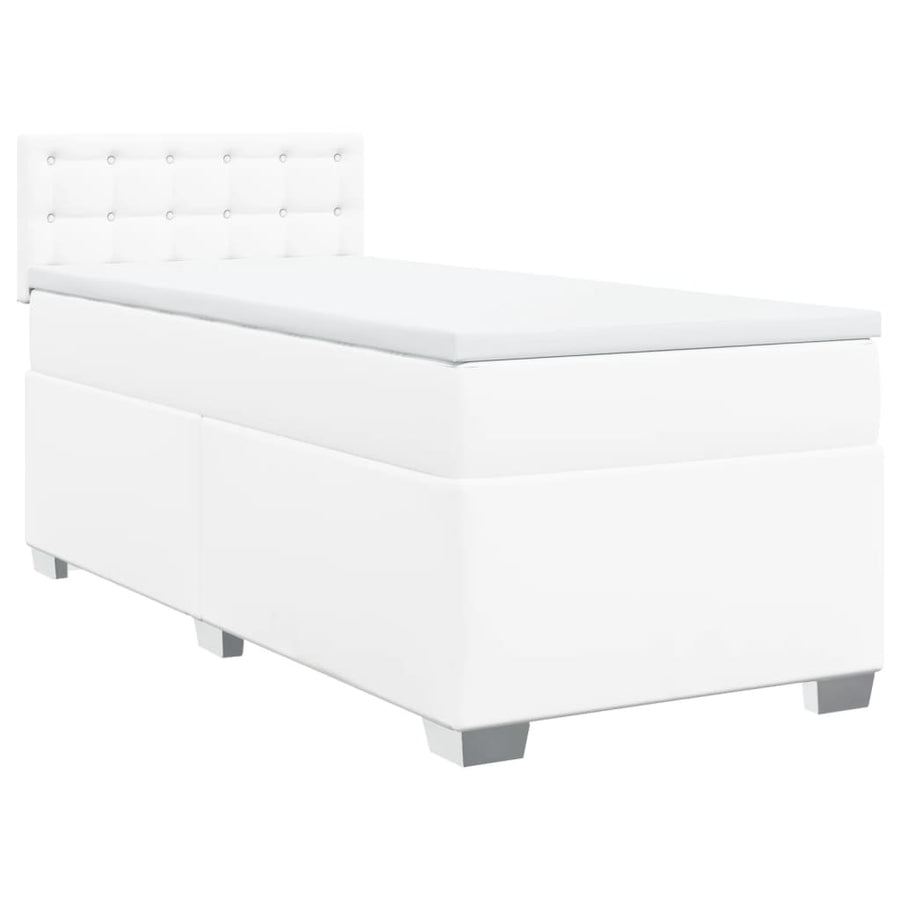 Boxspring met matras kunstleer wit 90x190 cm