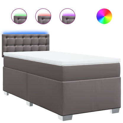 Boxspring met matras kunstleer grijs 90x190 cm