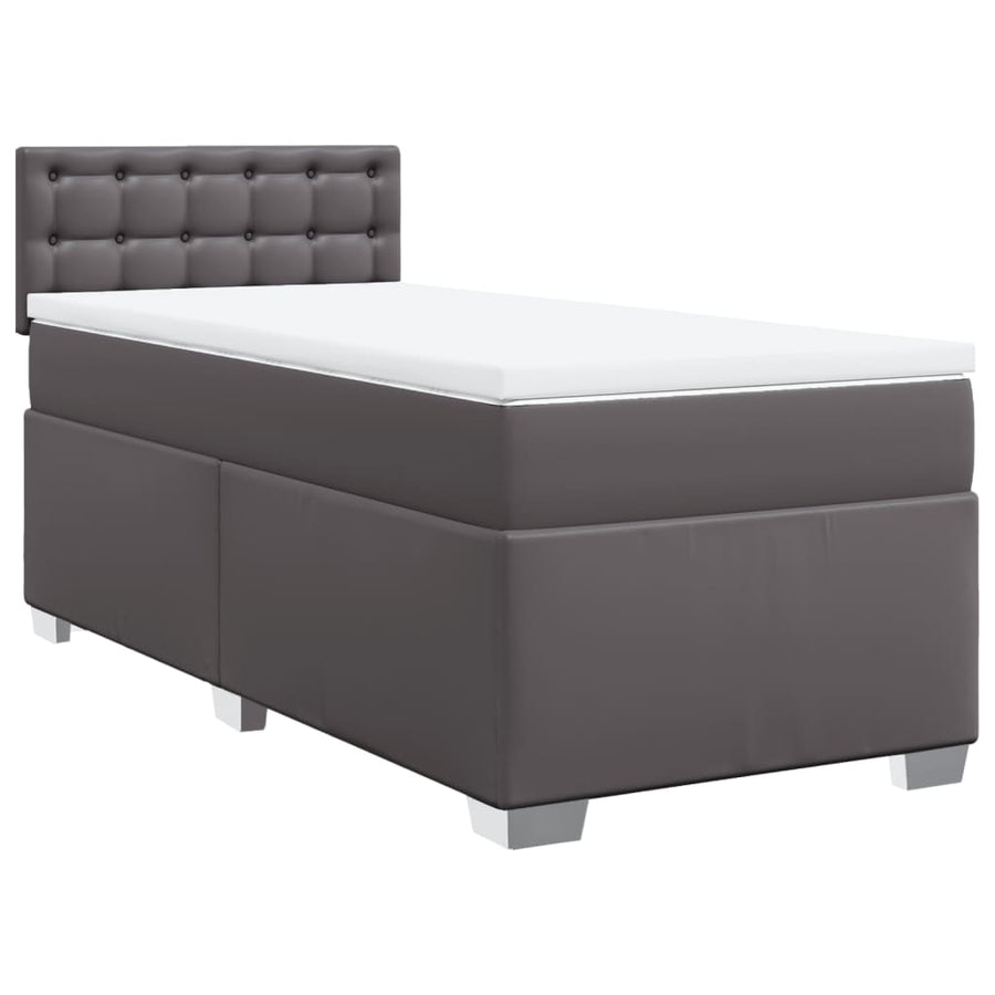 Boxspring met matras kunstleer grijs 90x190 cm