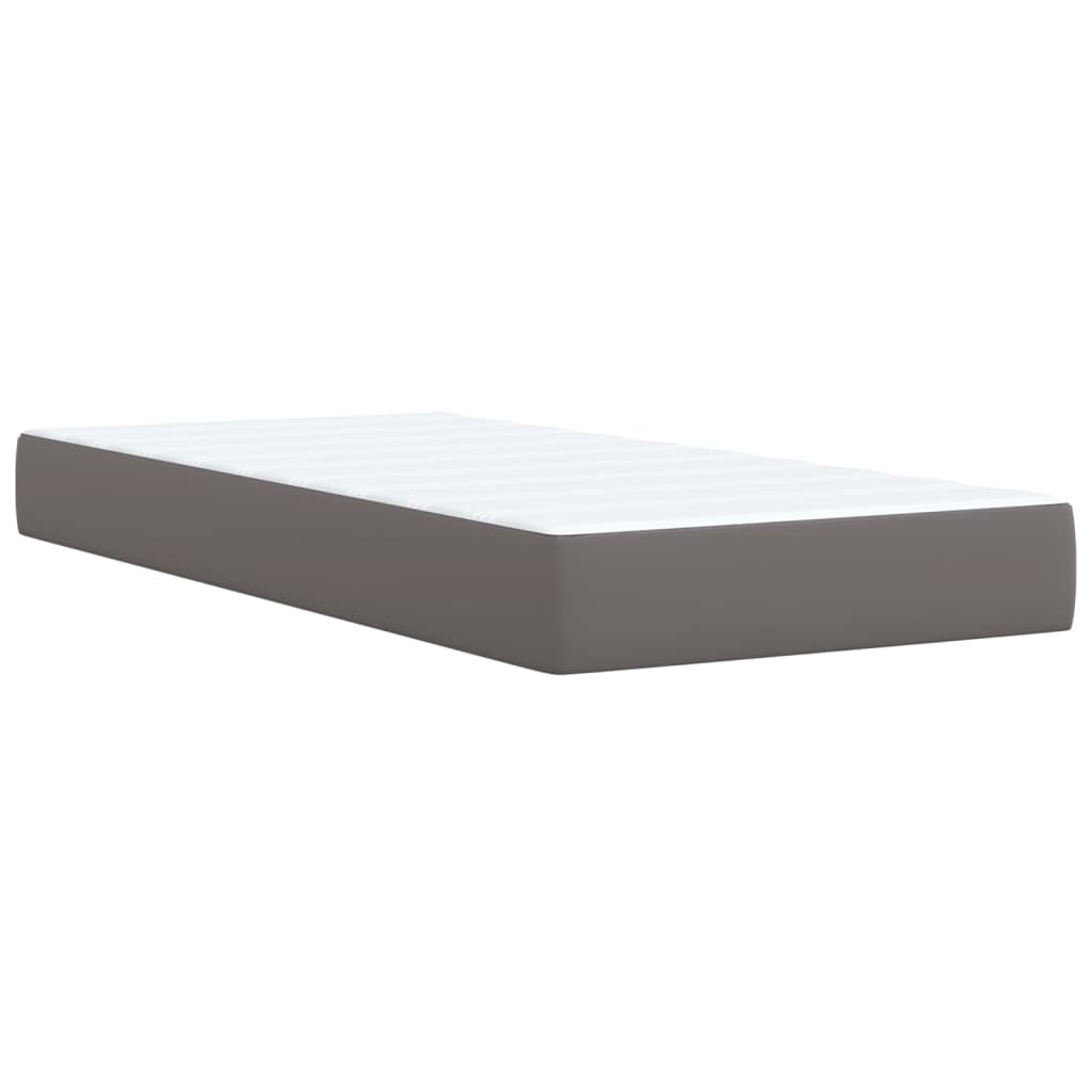 Boxspring met matras kunstleer grijs 90x190 cm