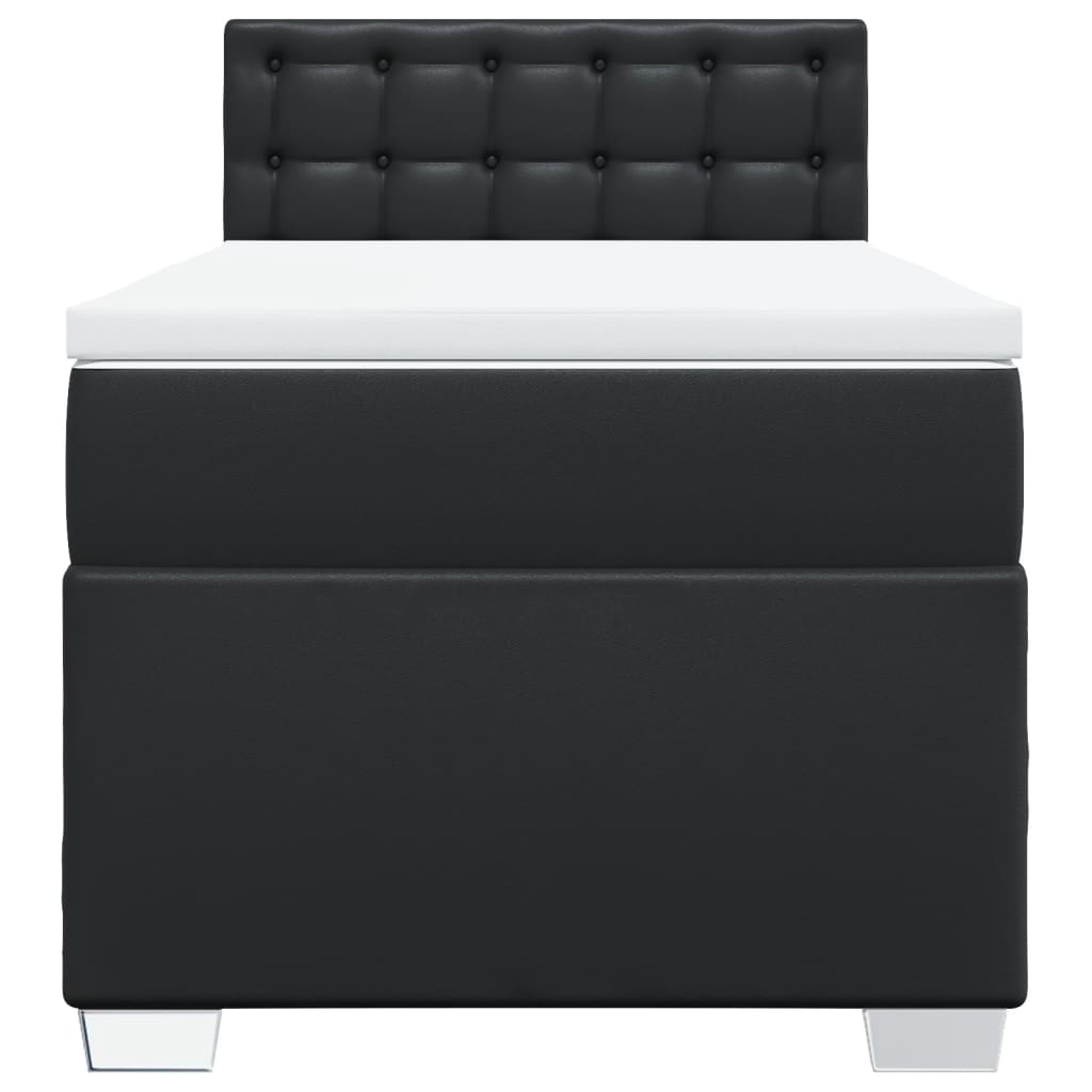 Boxspring met matras kunstleer zwart 90x200 cm