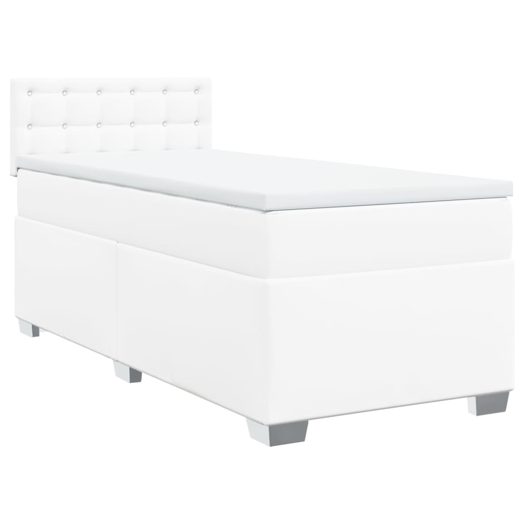 Boxspring met matras kunstleer wit 90x200 cm