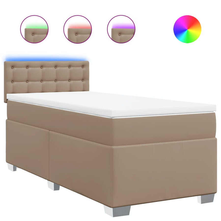 Boxspring met matras kunstleer cappuccinokleurig 90x200 cm