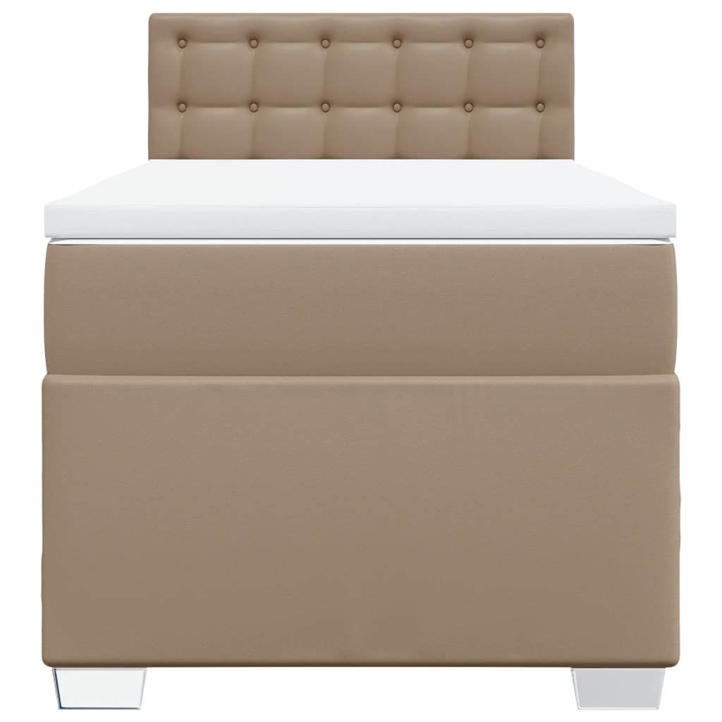 Boxspring met matras kunstleer cappuccinokleurig 90x200 cm