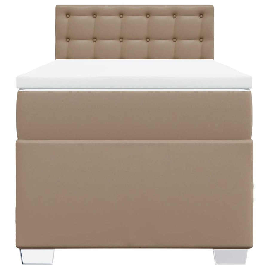 Boxspring met matras kunstleer cappuccinokleurig 90x200 cm