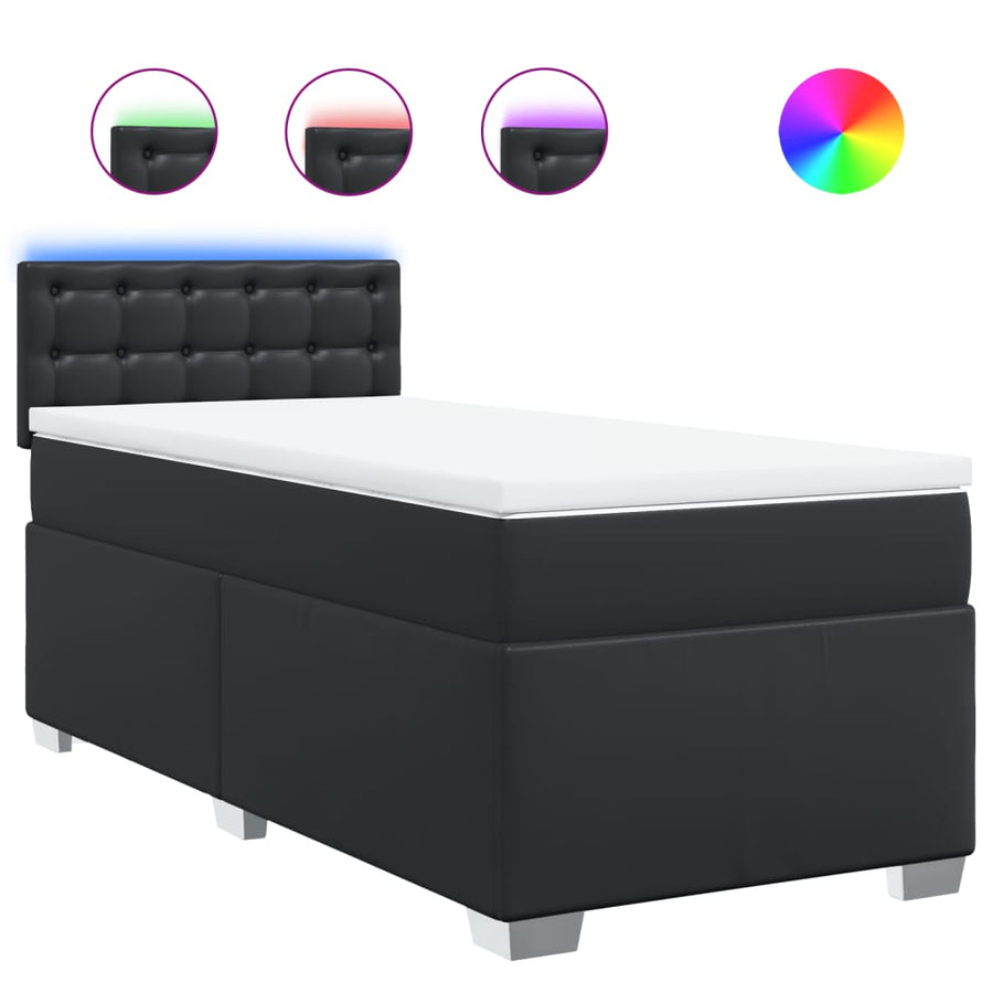 Boxspring met matras kunstleer zwart 100x200 cm