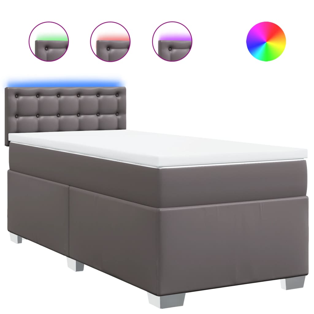 Boxspring met matras kunstleer grijs 100x200 cm