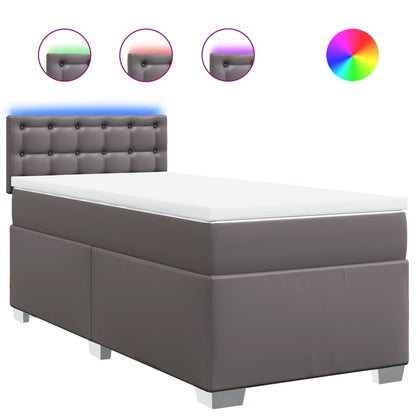 Boxspring met matras kunstleer grijs 100x200 cm