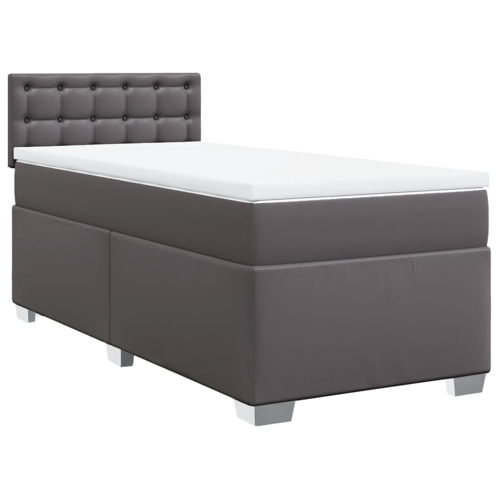 Boxspring met matras kunstleer grijs 100x200 cm