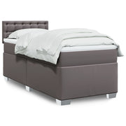 Boxspring met matras 100x200 cm grijs kunstleer
