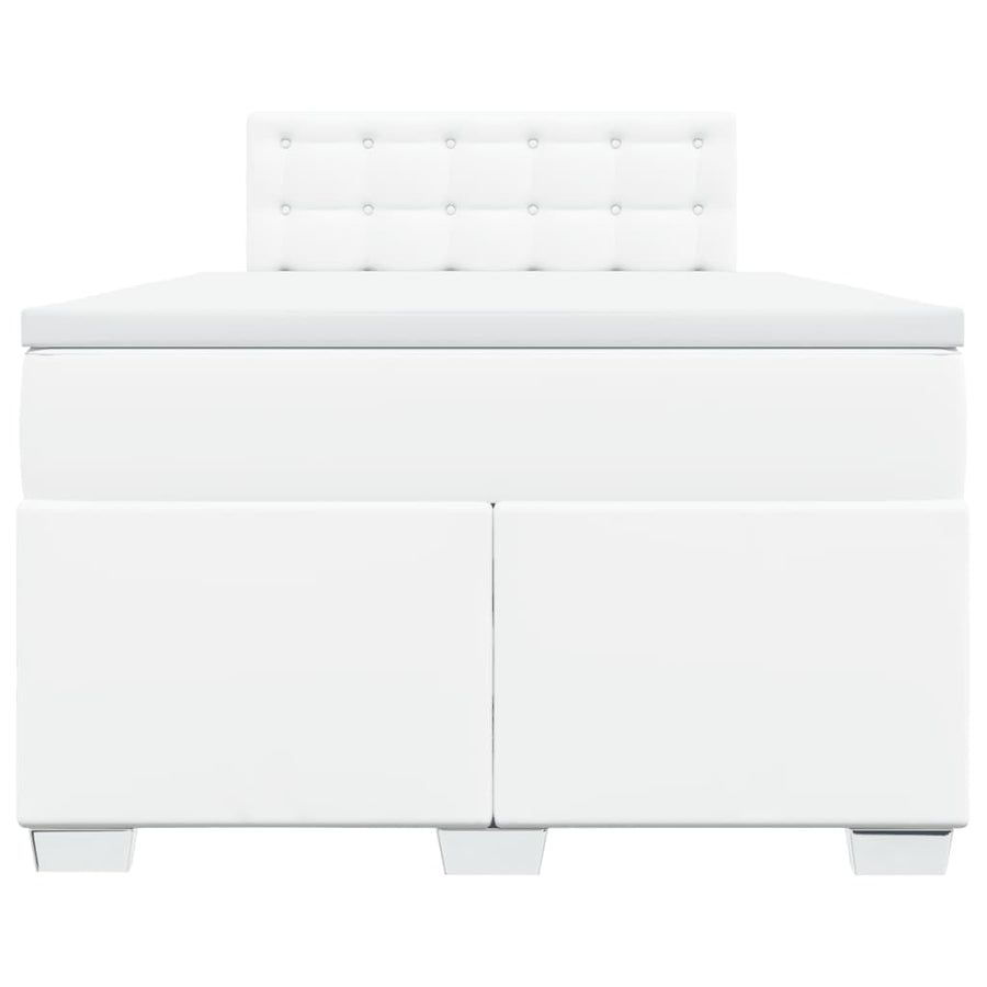 Boxspring met matras kunstleer wit 120x190 cm