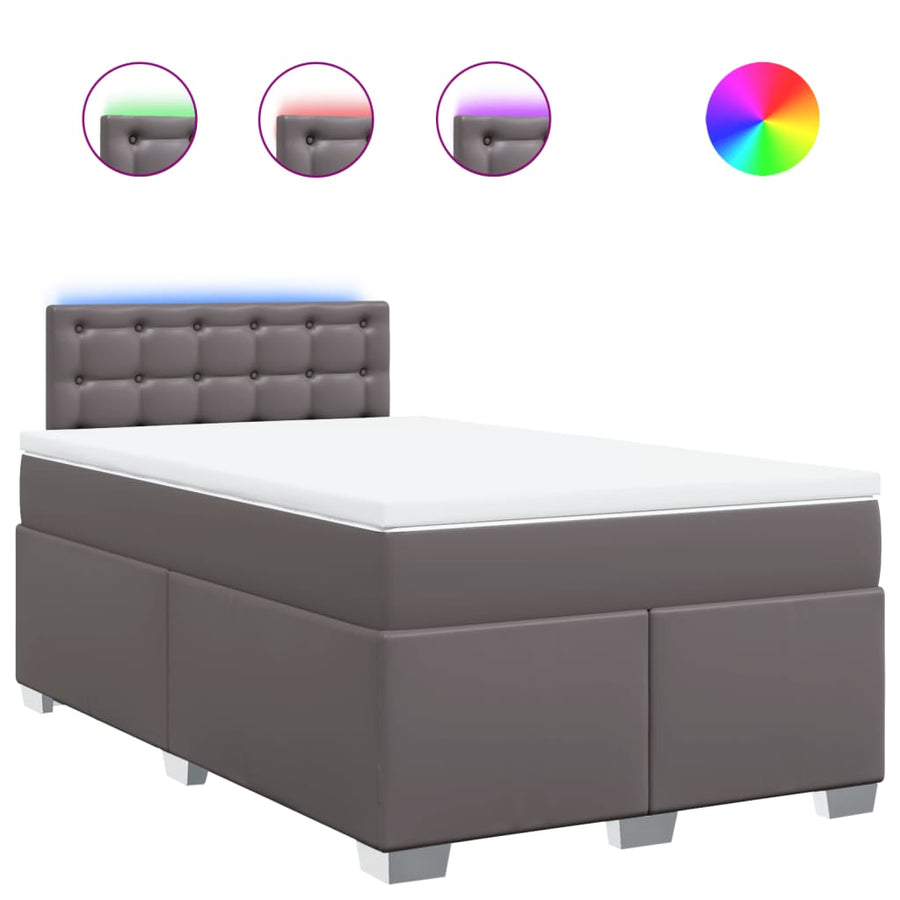 Boxspring met matras kunstleer grijs 120x190 cm