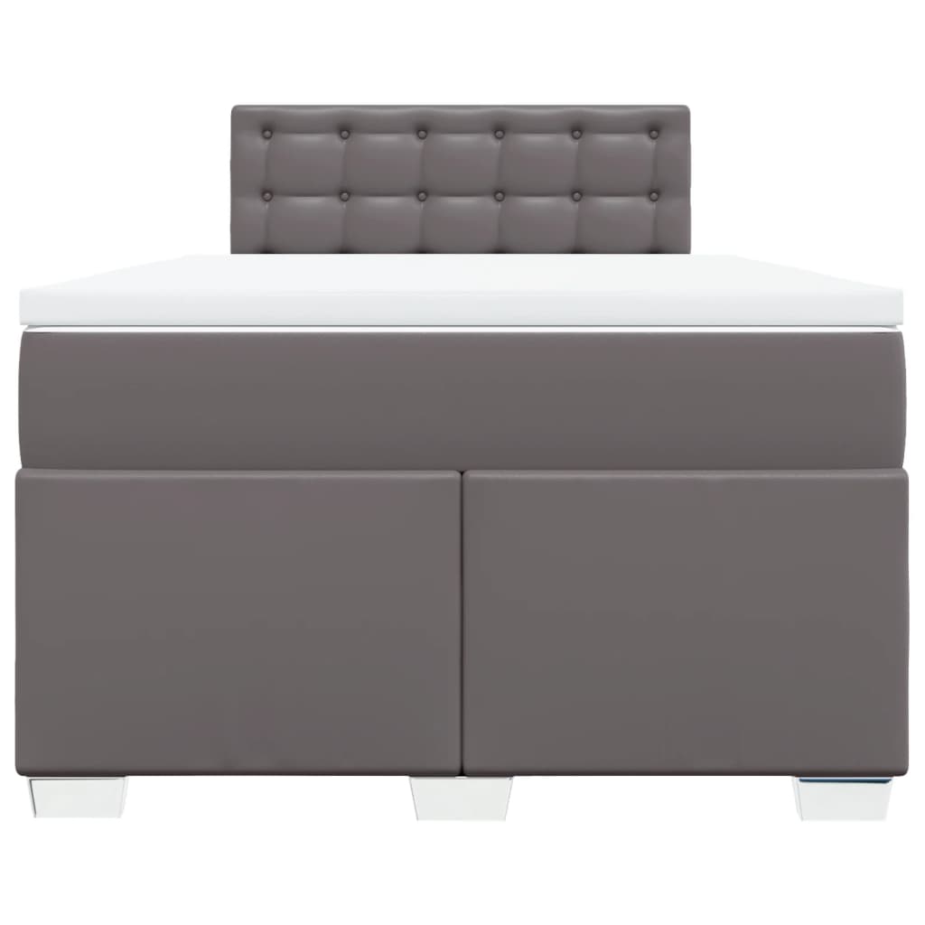 Boxspring met matras kunstleer grijs 120x190 cm