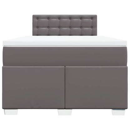 Boxspring met matras kunstleer grijs 120x190 cm