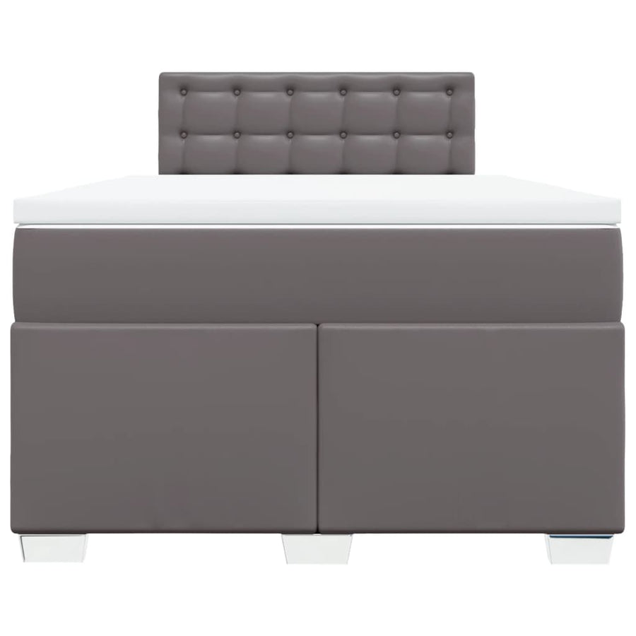 Boxspring met matras kunstleer grijs 120x190 cm