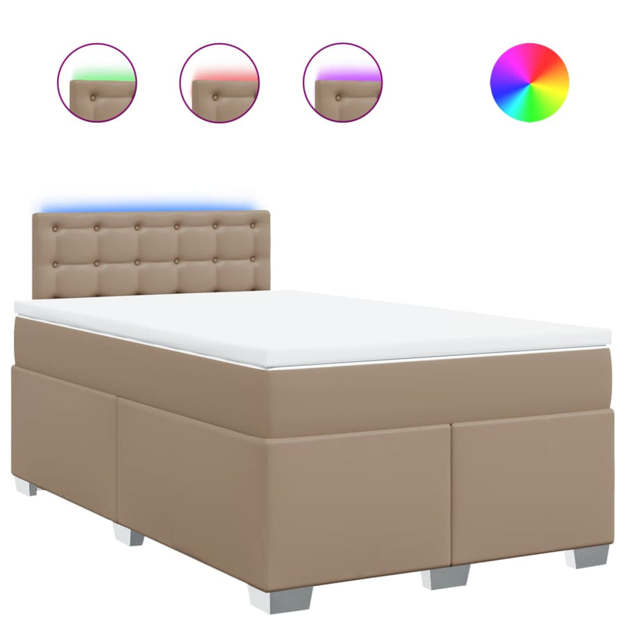 Boxspring met matras kunstleer cappuccinokleurig 120x190 cm