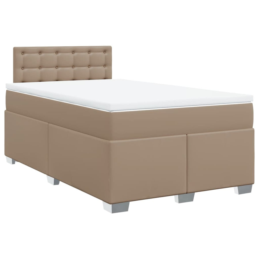 Boxspring met matras kunstleer cappuccinokleurig 120x190 cm