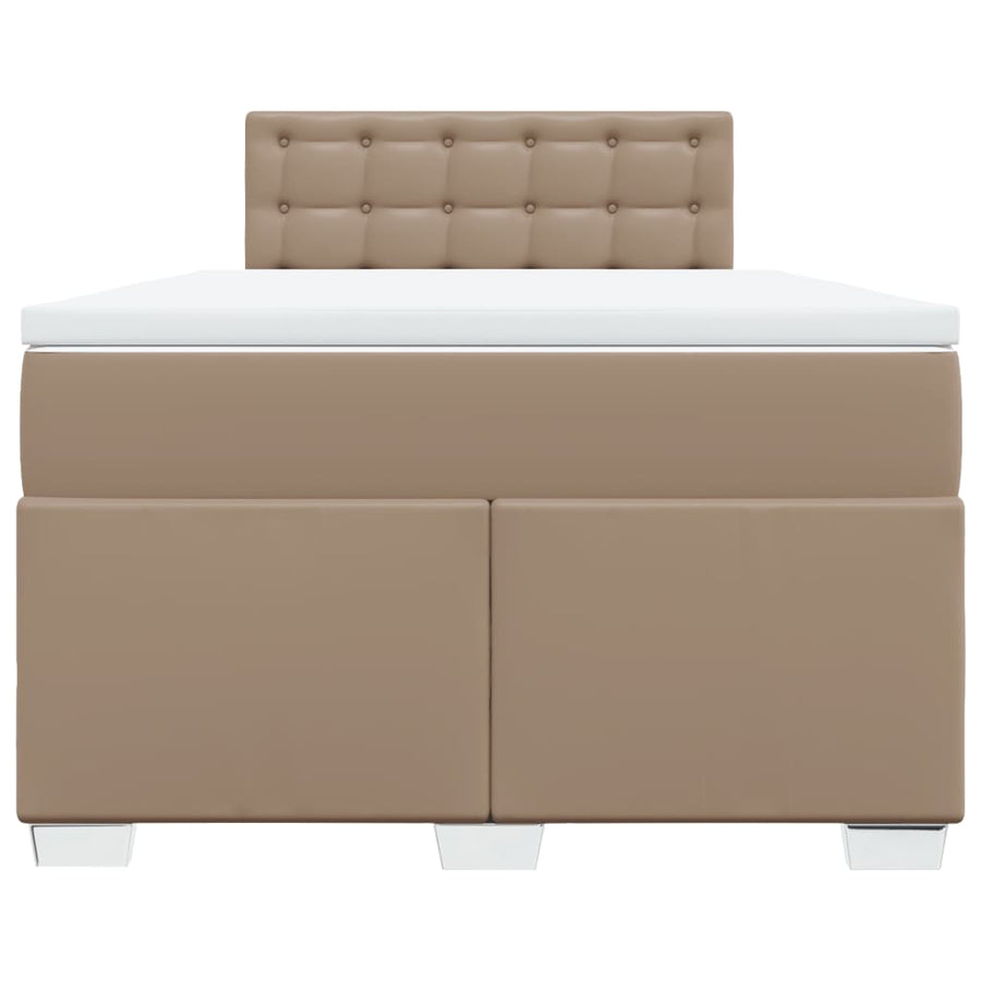 Boxspring met matras kunstleer cappuccinokleurig 120x190 cm