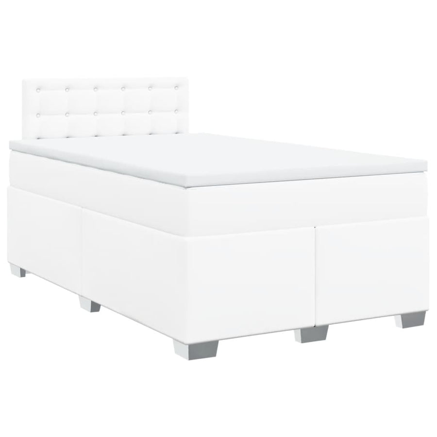 Boxspring met matras kunstleer wit 120x200 cm