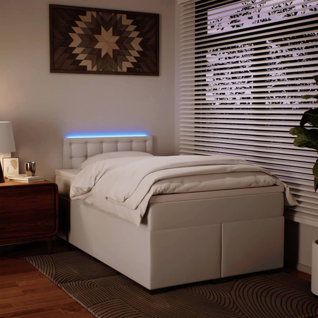 Boxspring met matras kunstleer wit 120x200 cm