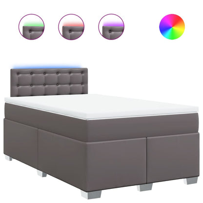 Boxspring met matras kunstleer grijs 120x200 cm
